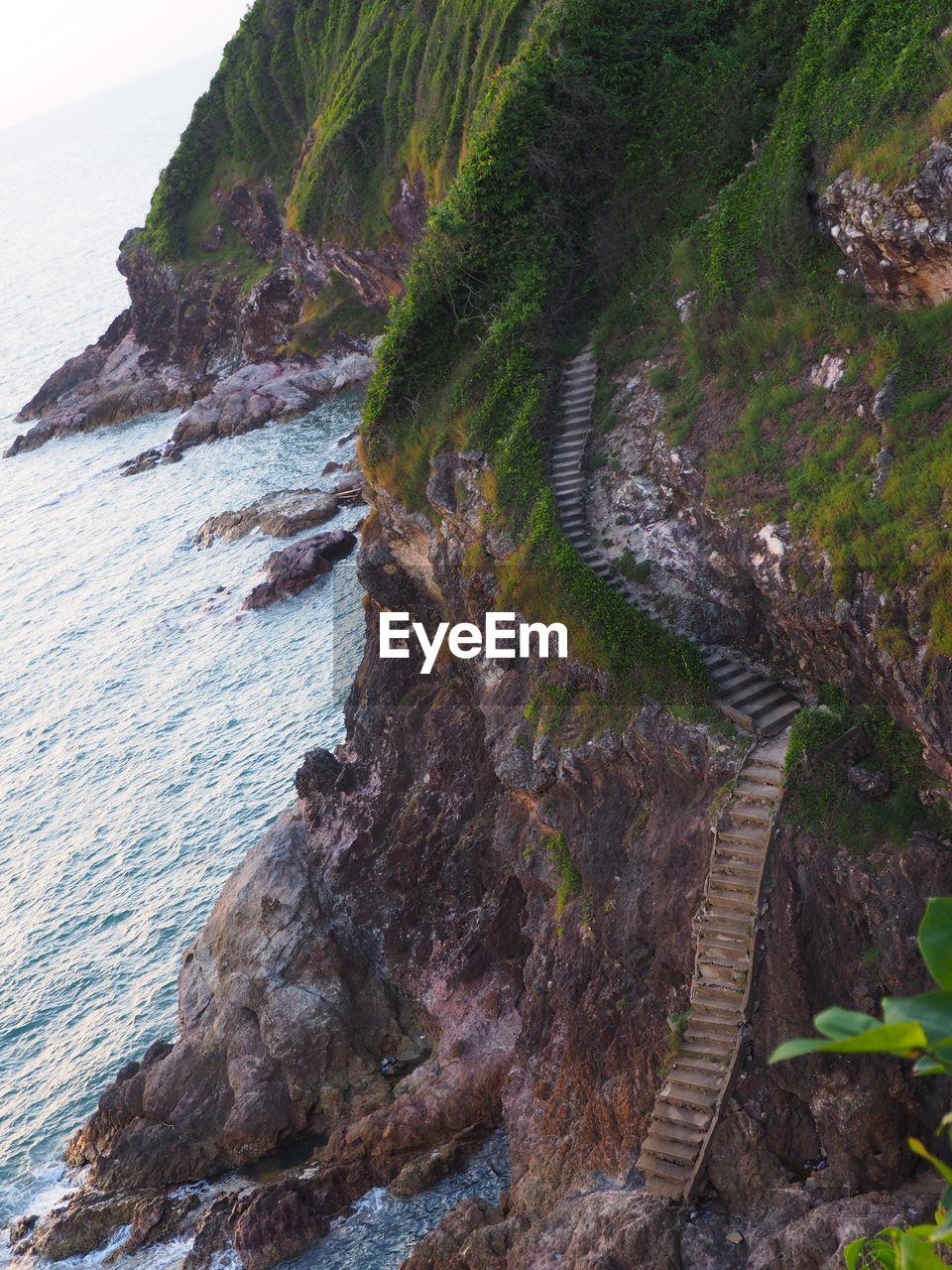 High angle view of rocks on beach