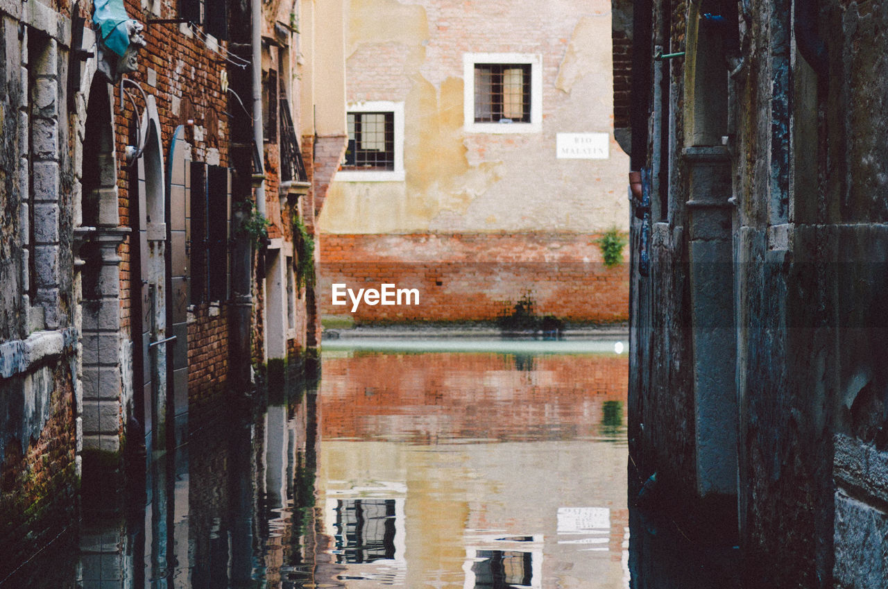 View of narrow canal in venice