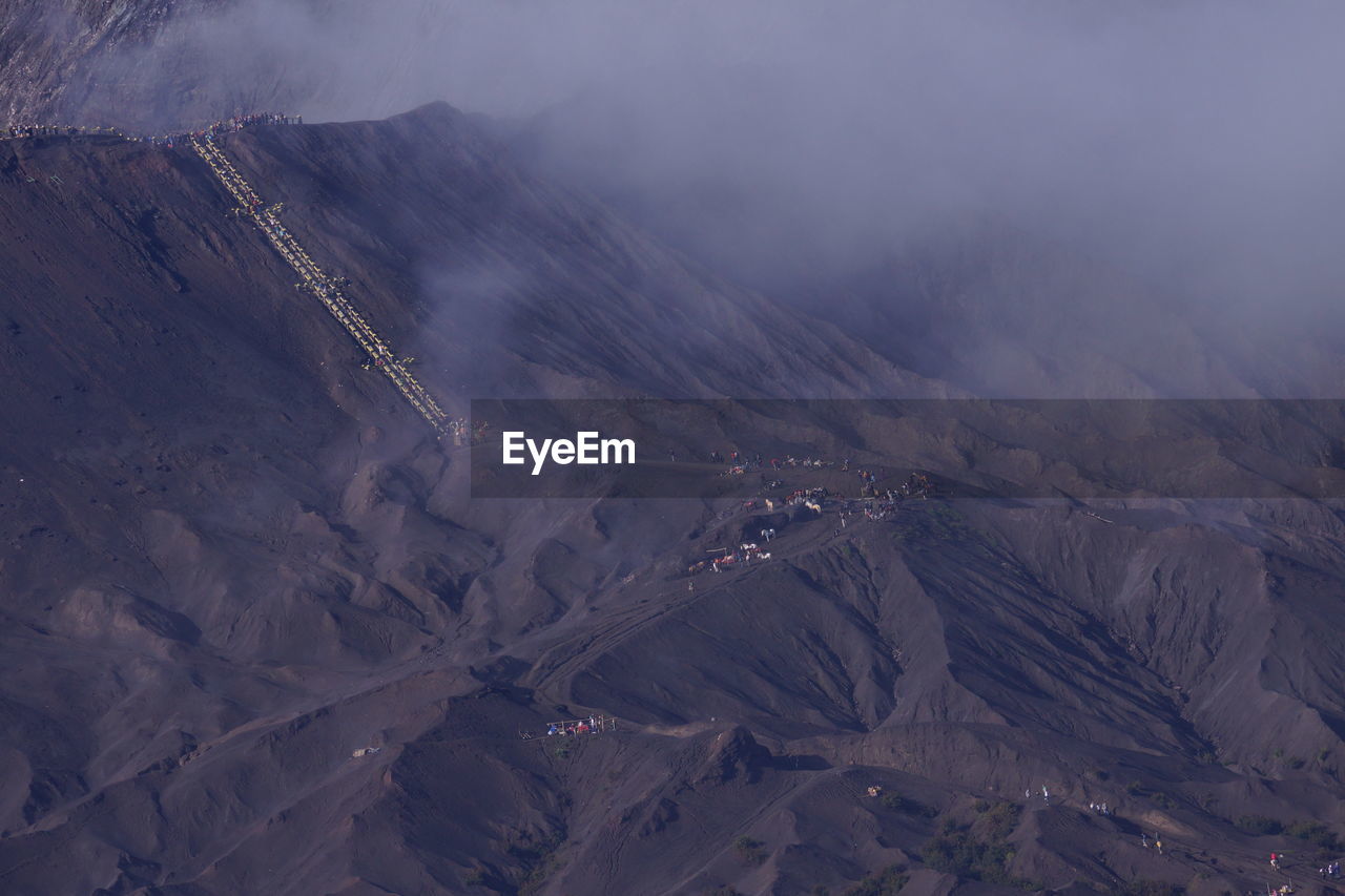 HIGH ANGLE VIEW OF VOLCANIC MOUNTAIN