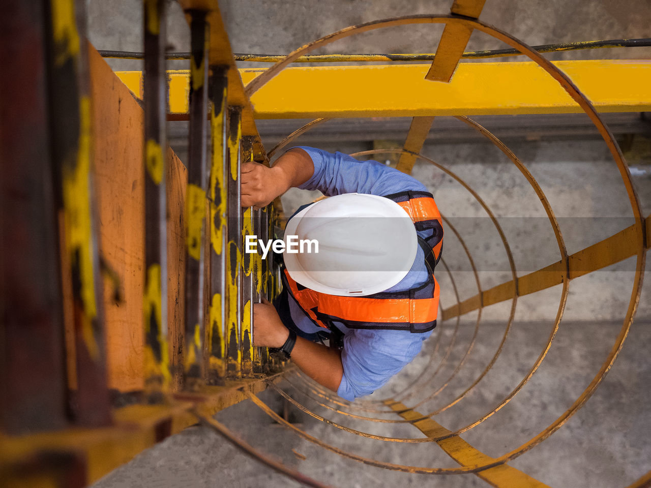 High angle view of construction worker