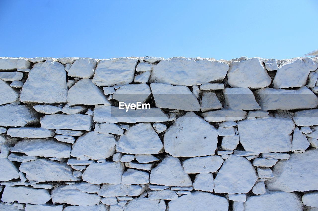 Close-up of brick wall against clear sky