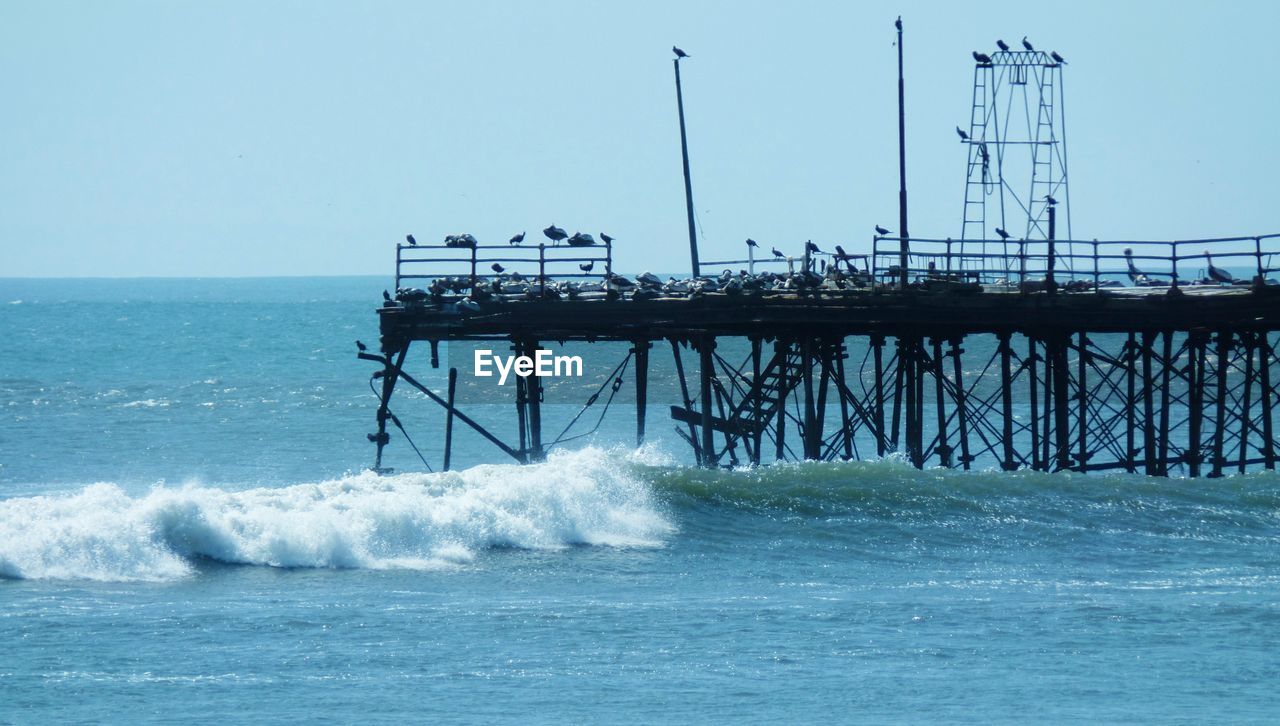 Scenic view of sea against clear sky