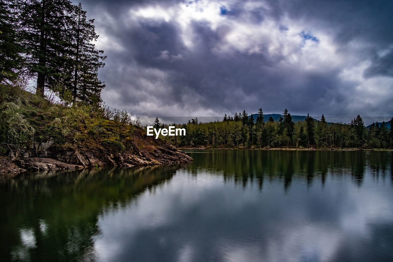 Scenic view of lake against sky