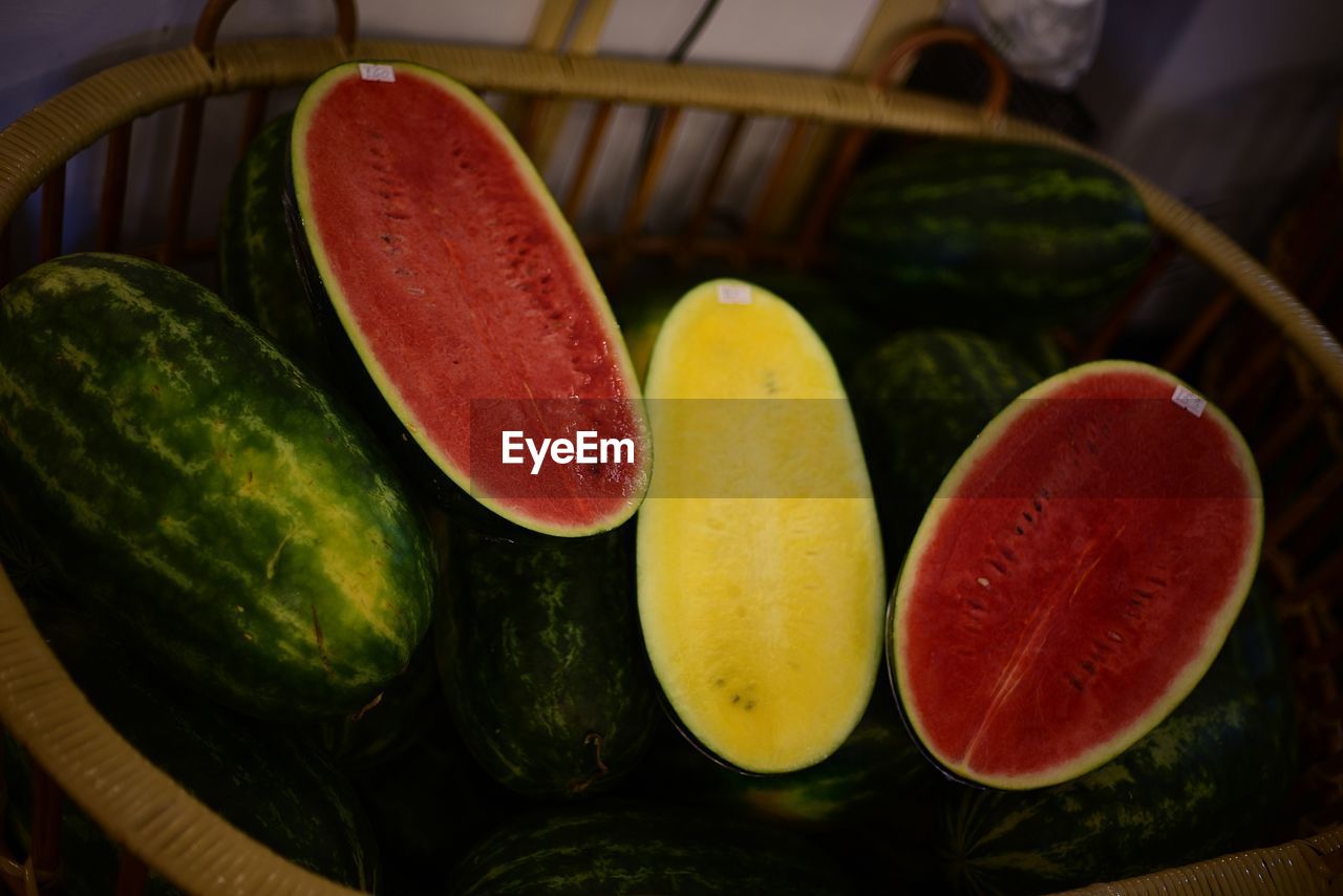 HIGH ANGLE VIEW OF FRUITS
