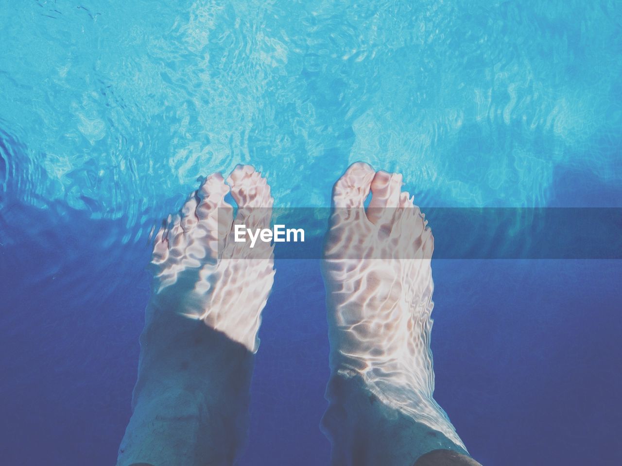 Low section of person swimming in pool