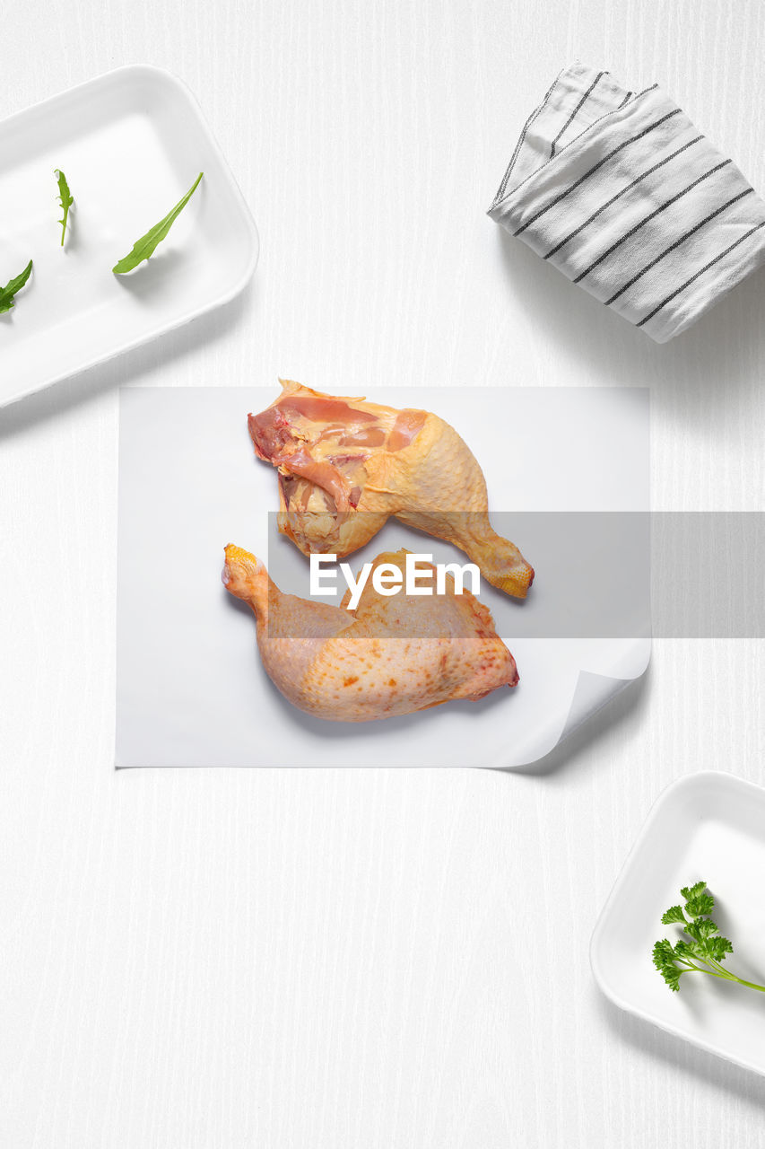 food and drink, food, fast food, studio shot, indoors, healthy eating, plate, dish, wellbeing, no people, vegetable, meal, freshness, white background, meat, bread, eating utensil, still life, high angle view, produce, table