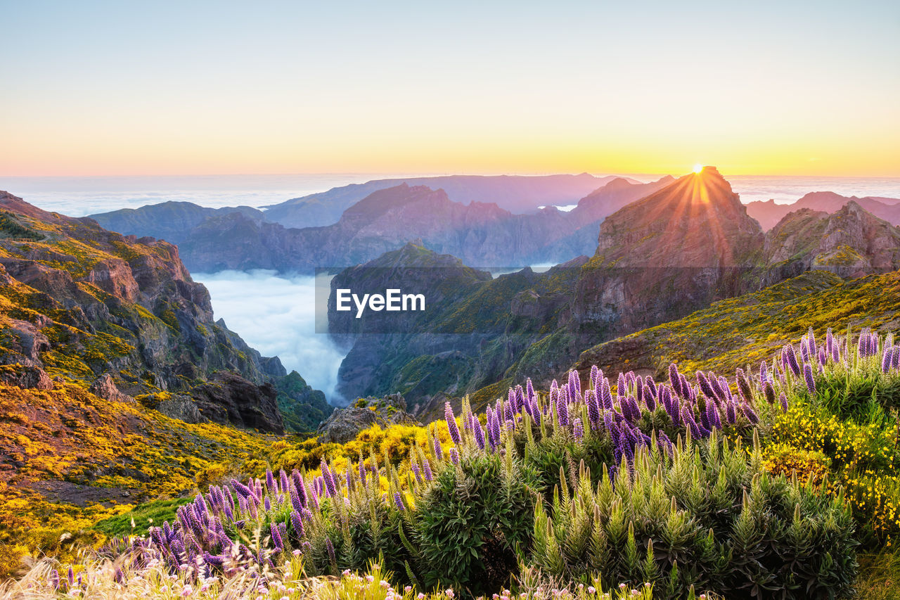 scenic view of mountains against clear sky