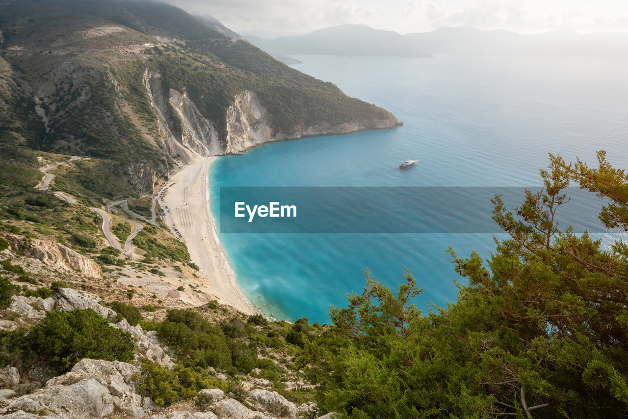 SCENIC VIEW OF SEA AND MOUNTAINS