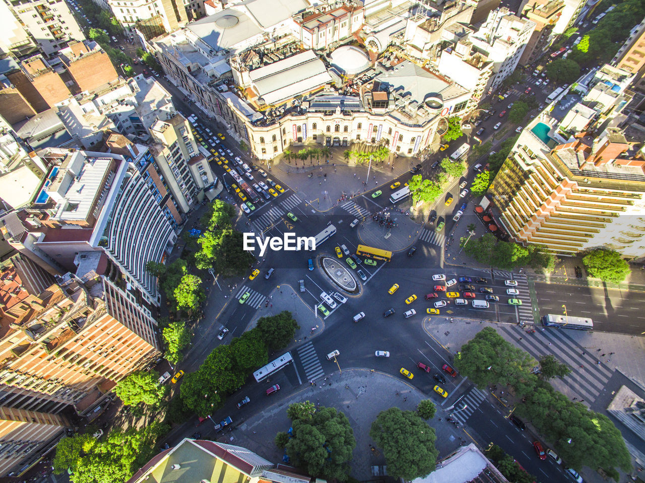 Aerial view of road in city