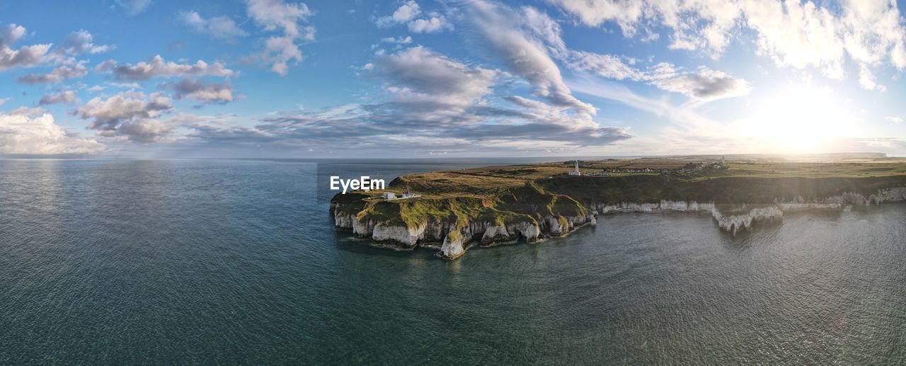 Aerial drone photo of flamborough head, uk