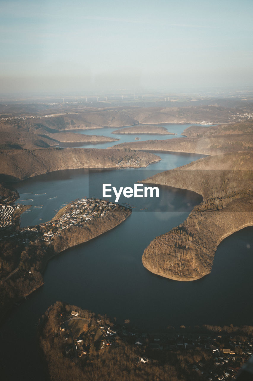 Scenic flight over eifel nationalpark, germany