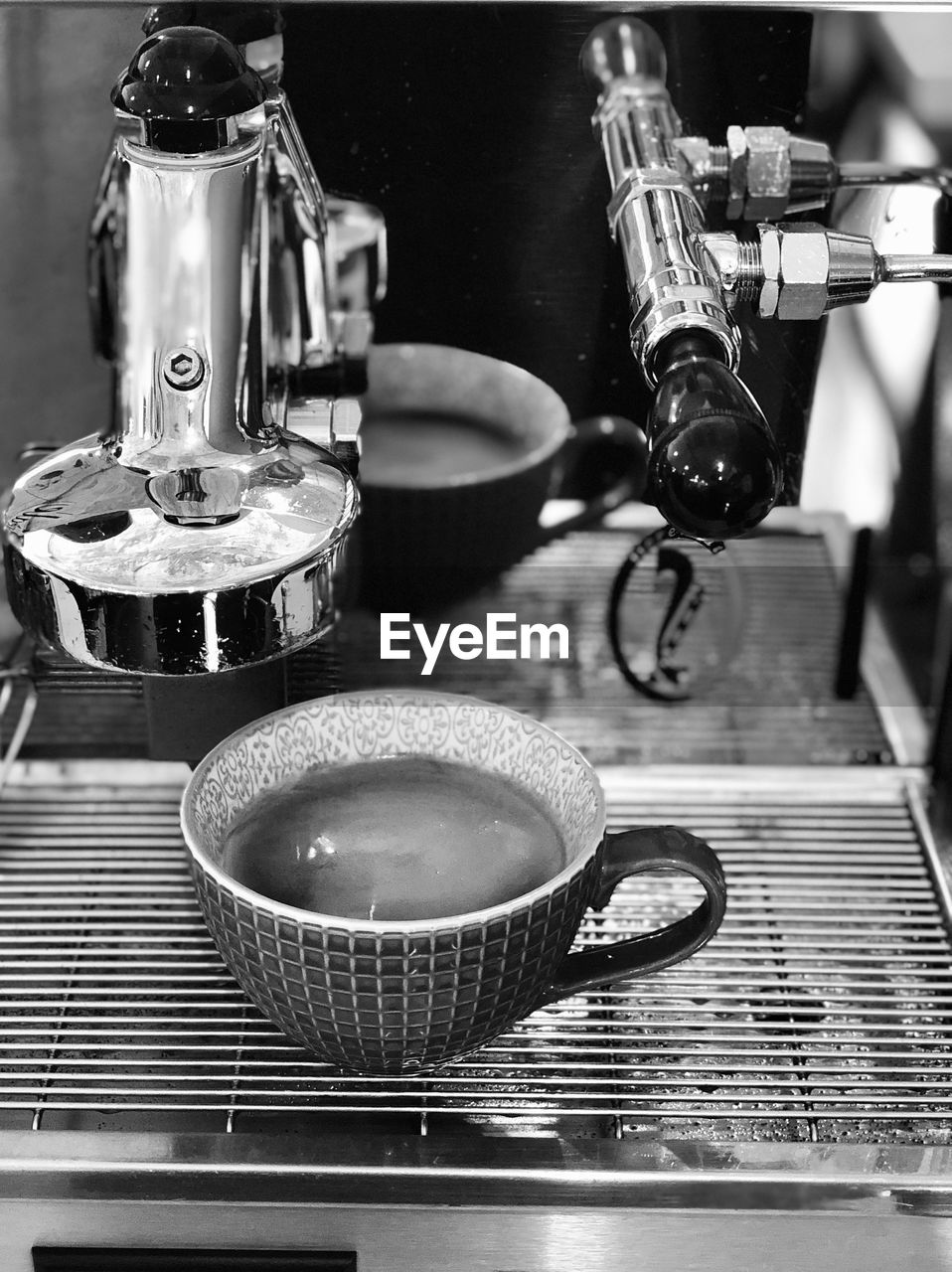 black and white, food and drink, indoors, monochrome photography, monochrome, kitchen, household equipment, kitchen utensil, food, appliance, no people, cup, domestic room, coffee, mug, black, drink, domestic kitchen, close-up, coffeemaker, still life photography, stove, hot drink, still life, pan, freshness, espresso maker, home, auto post production filter, table, transfer print