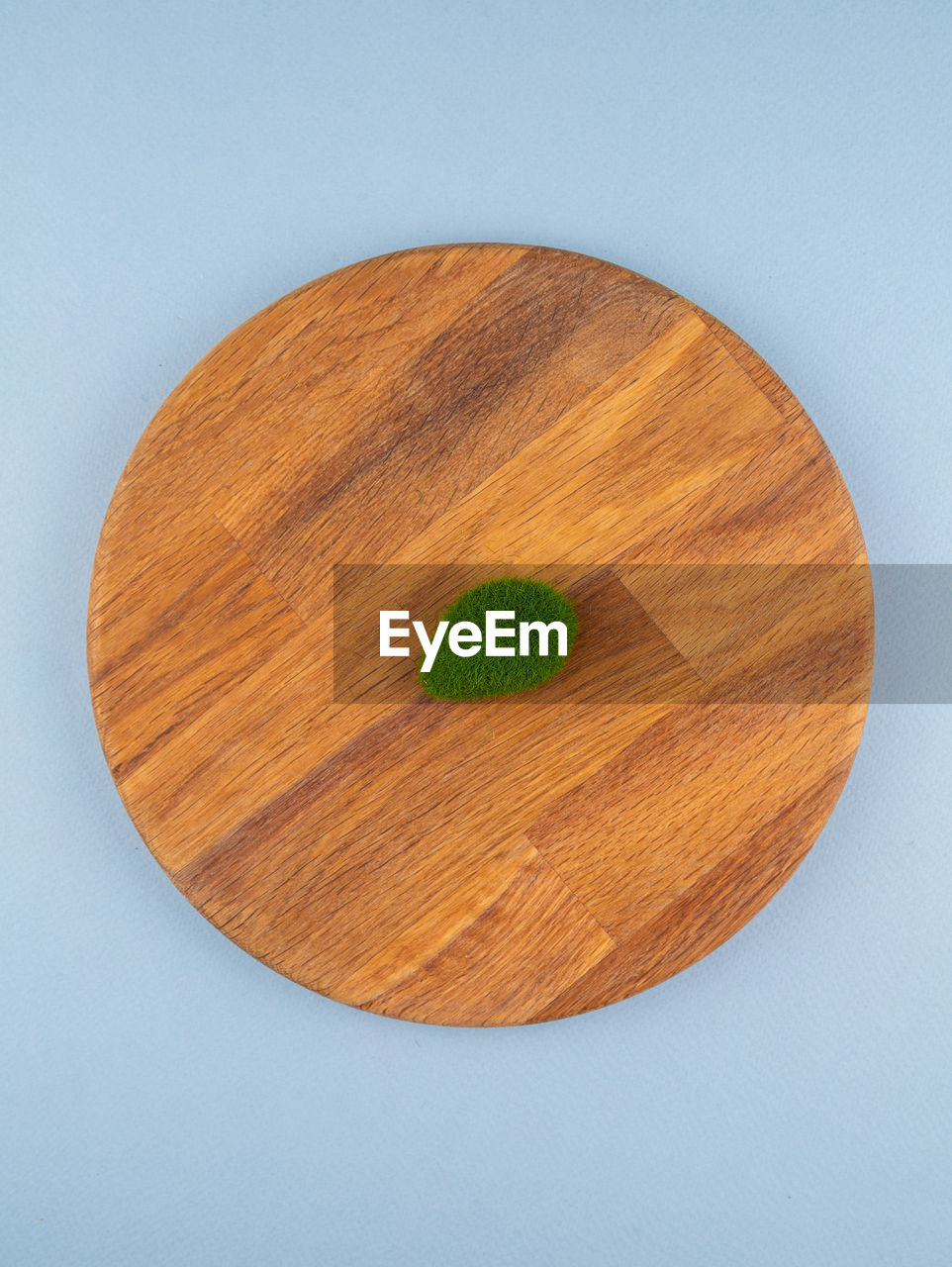 wood, leaf, studio shot, no people, indoors, close-up, colored background, single object, plant, food and drink, nature, shape, circle, geometric shape, brown, directly above, blue