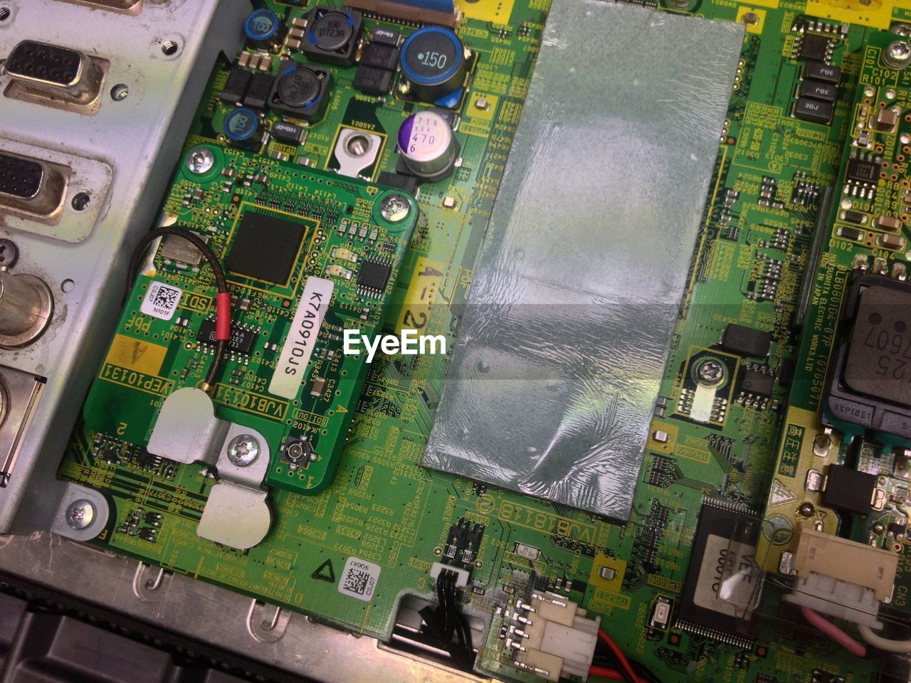 High angle view of circuit board