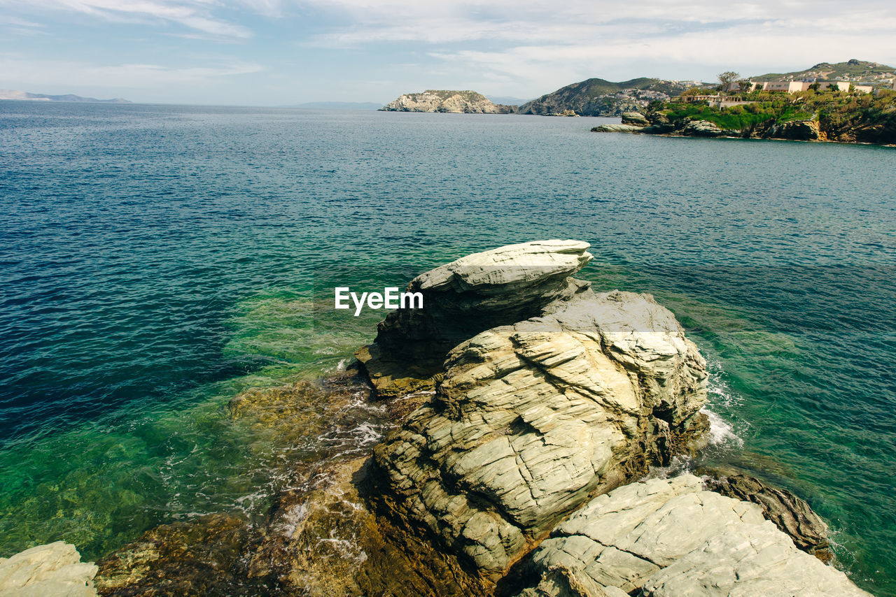 SCENIC VIEW OF SEA AND ROCK FORMATION