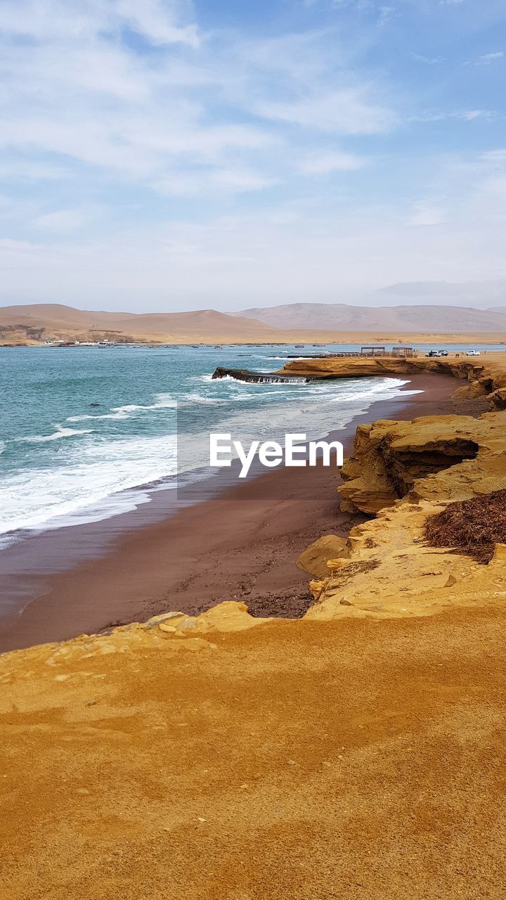 Scenic view of beach against sky