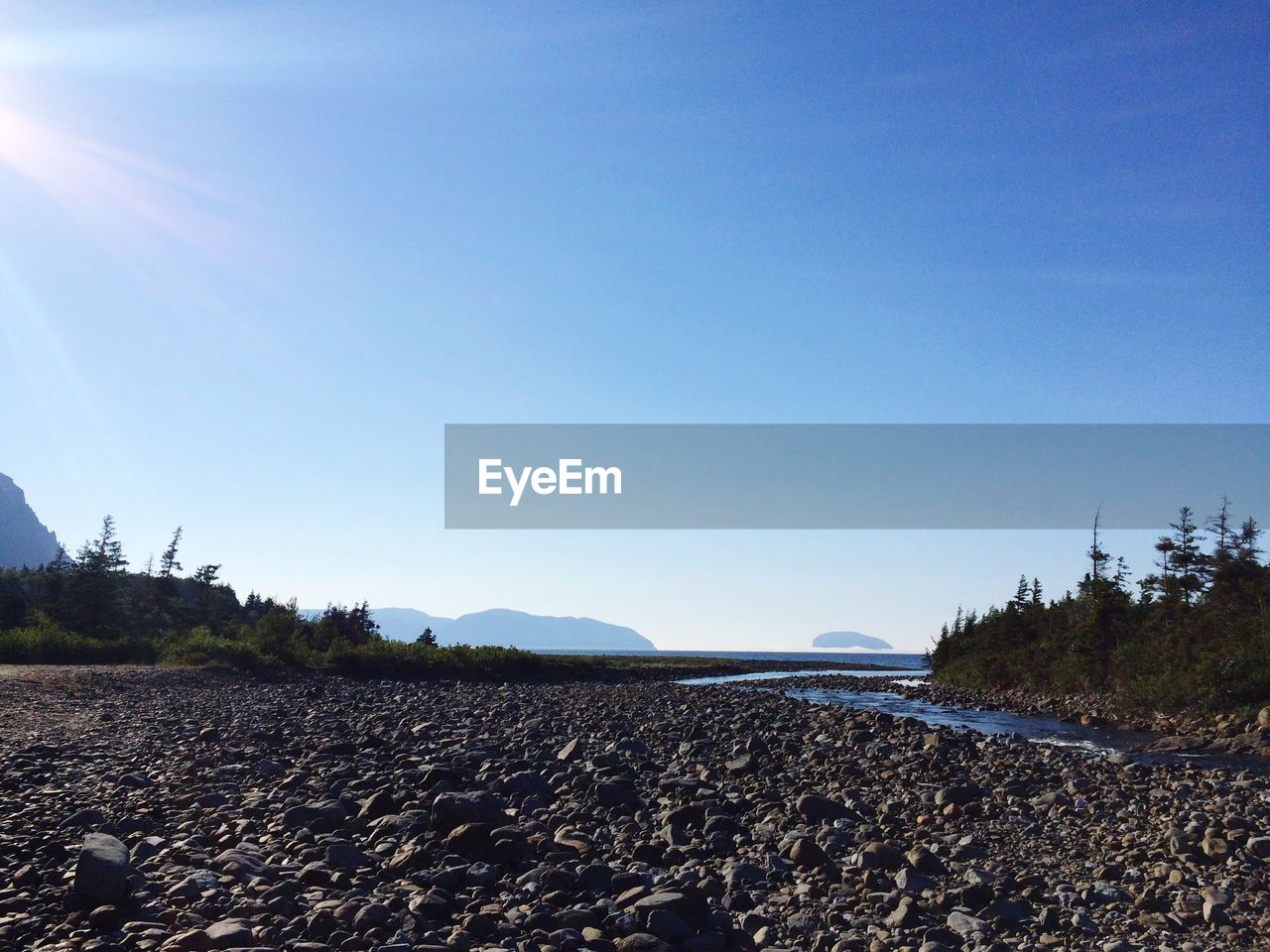 Scenic view of landscape against clear blue sky