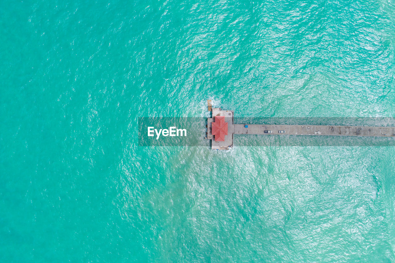 high angle view of boat in sea