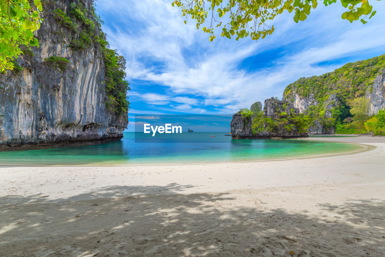 Scenic view of beach against sky