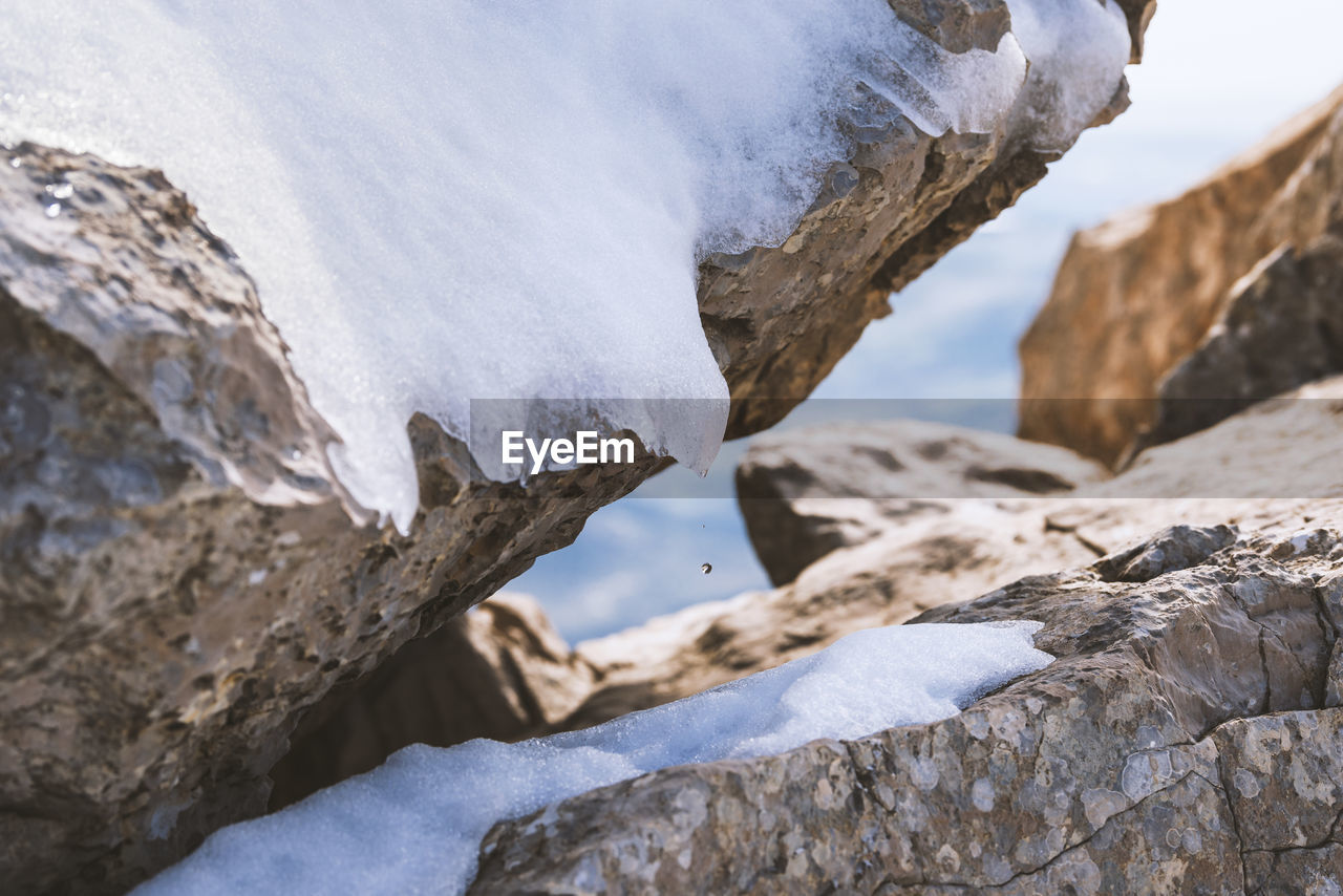 Scenic view of frozen rock formation