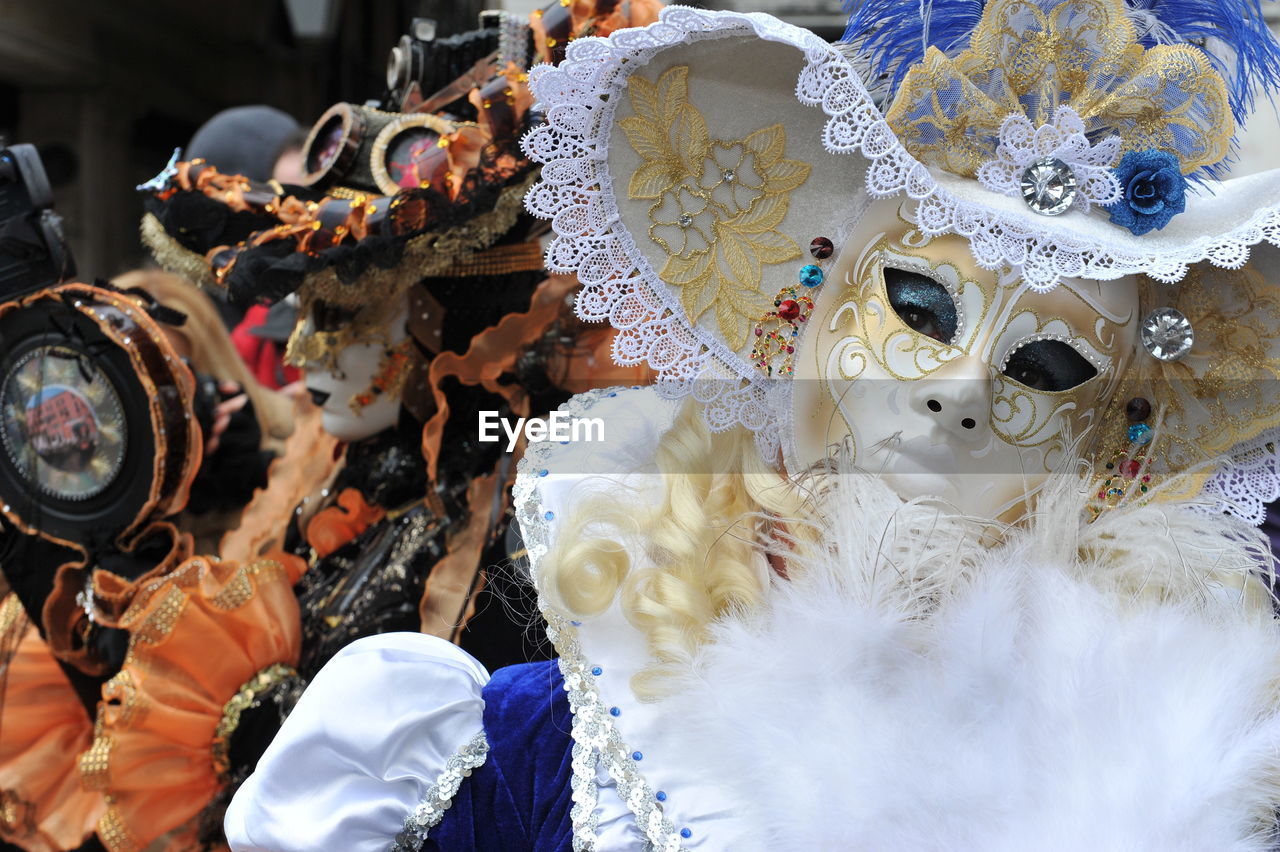 Close-up portrait of person wearing mask during carnival