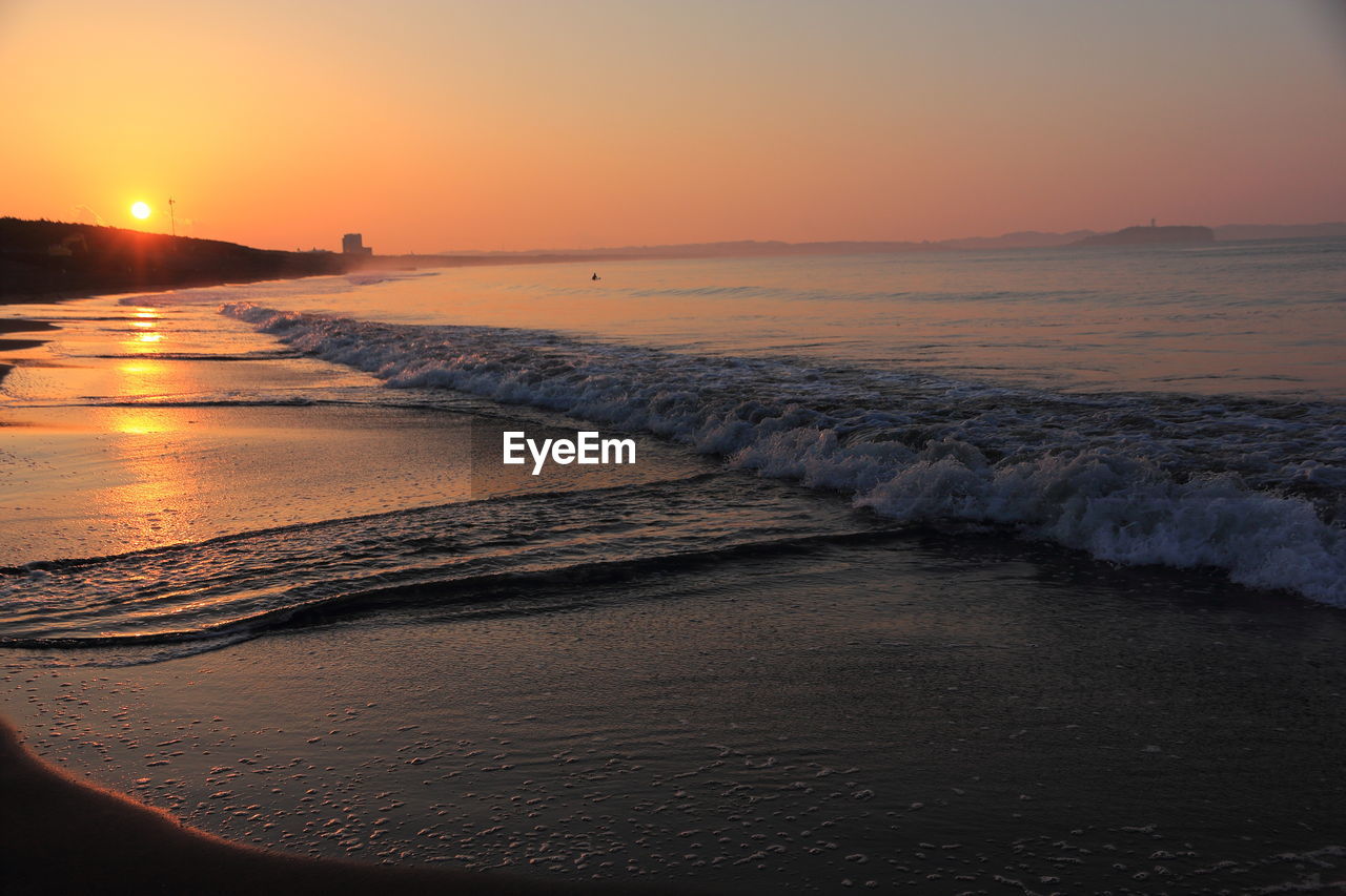 Scenic view of sea against sky during sunset