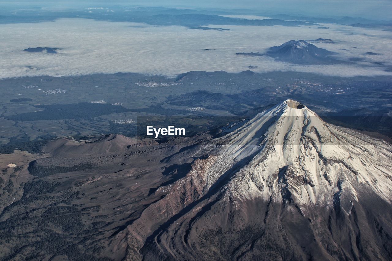 High angle view of mountain range