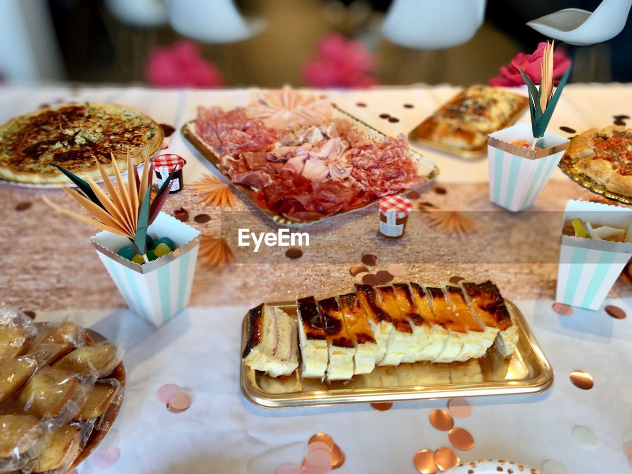 High angle view of food in plate on table