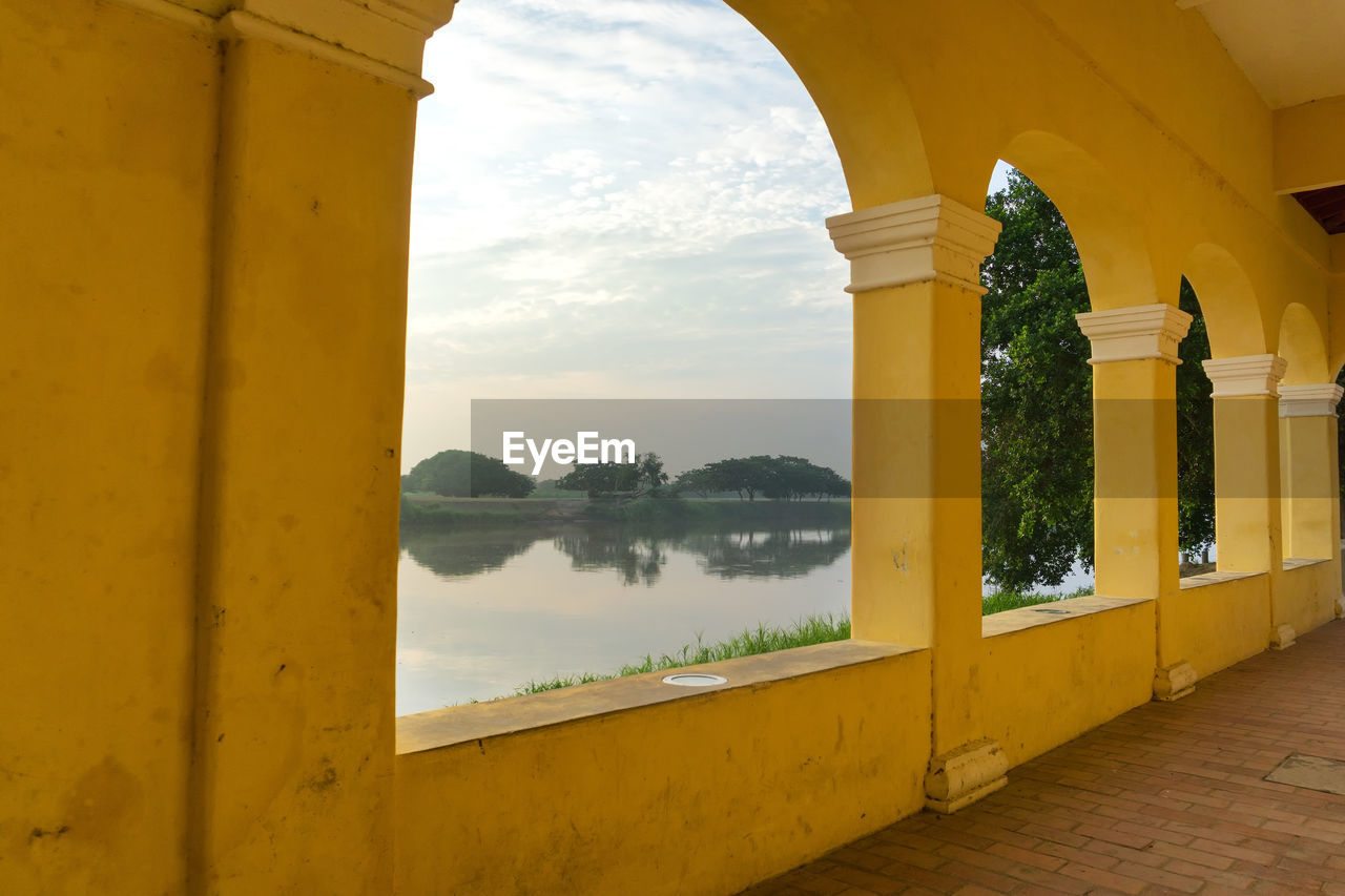 Scenic view of magdalena river seen through arch