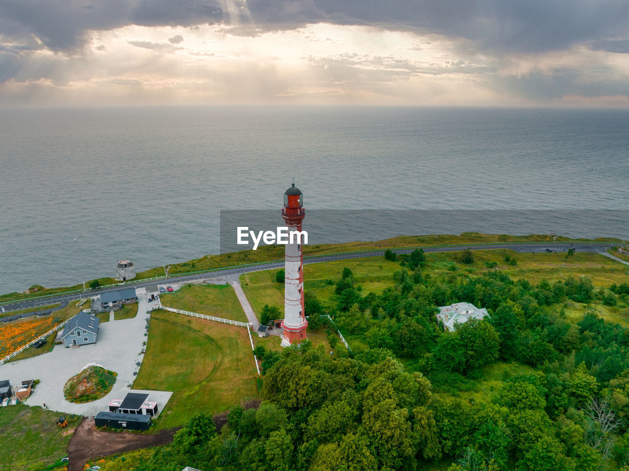 Beautiful limestone cliff on pakri peninsula, estonia with the historic lighthouses.