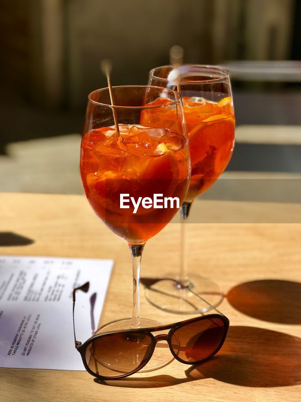 Close-up of wine glass on table