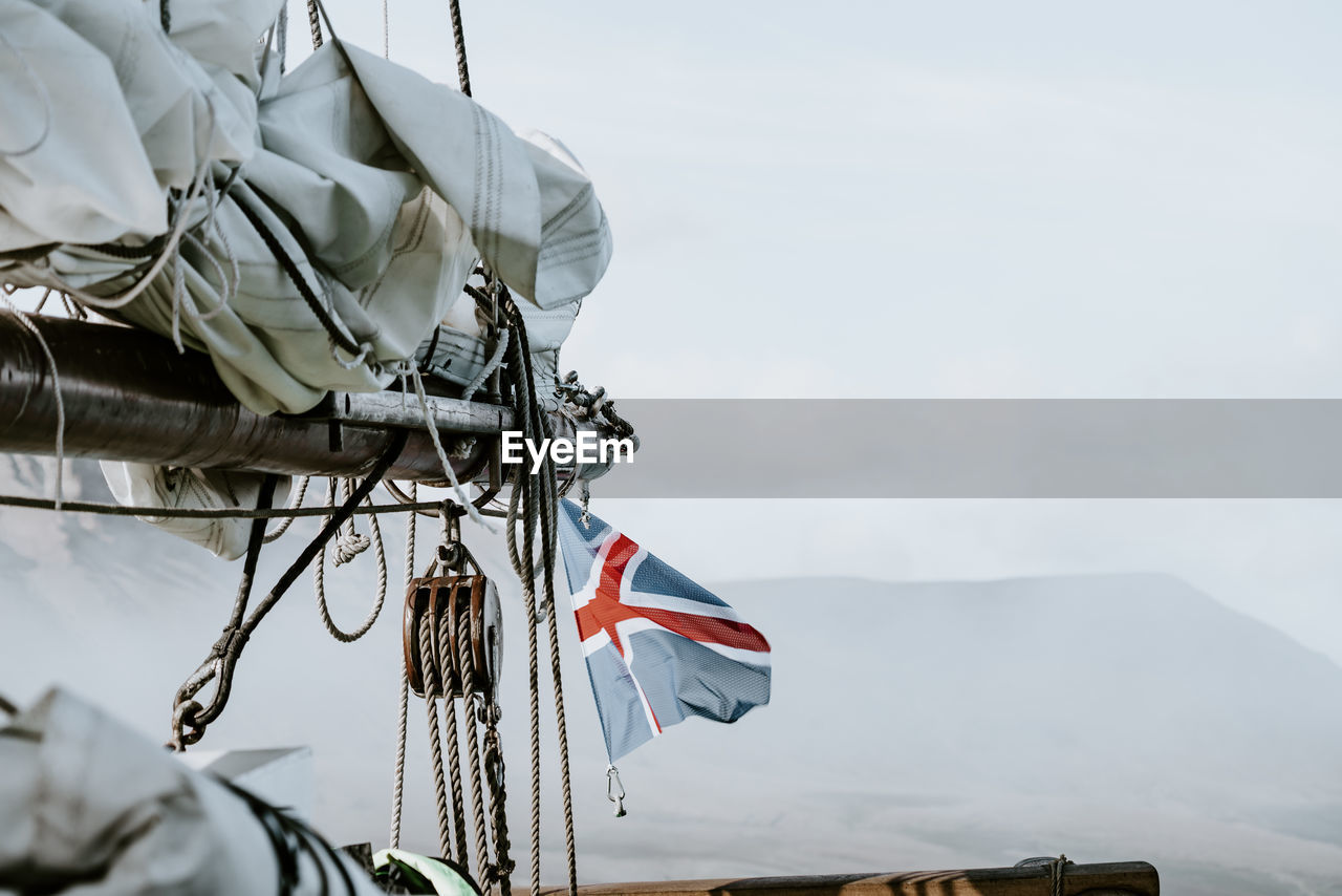 Cropped image of nautical vessel against clear sky