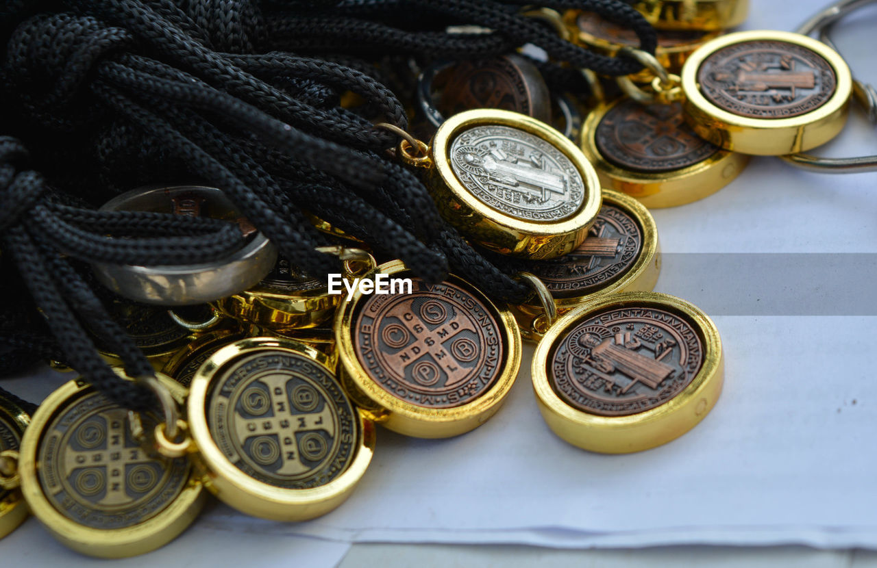 Close-up of currency on table