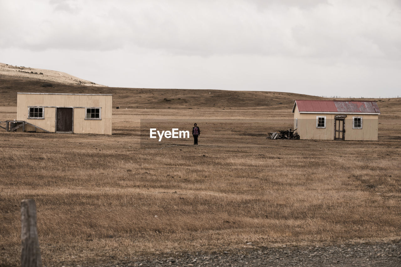 HOUSE ON FIELD AGAINST SKY