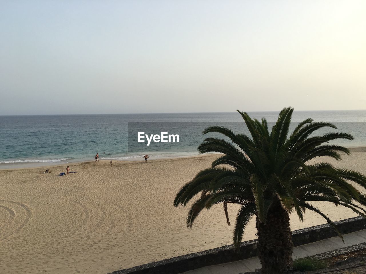 Scenic view of beach against clear sky