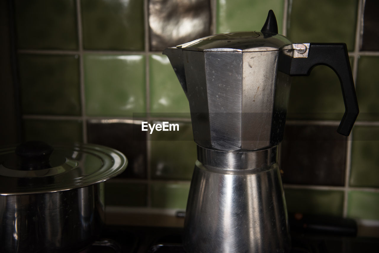 Close-up of coffee maker in kitchen