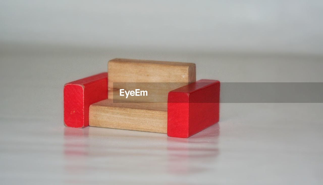 Close-up of wooden blocks on table