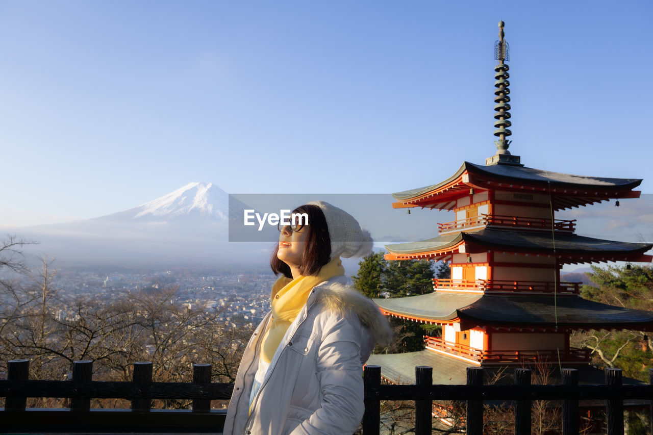 Chureito pagoda - five storied pagoda, spectacular view of mount fuji