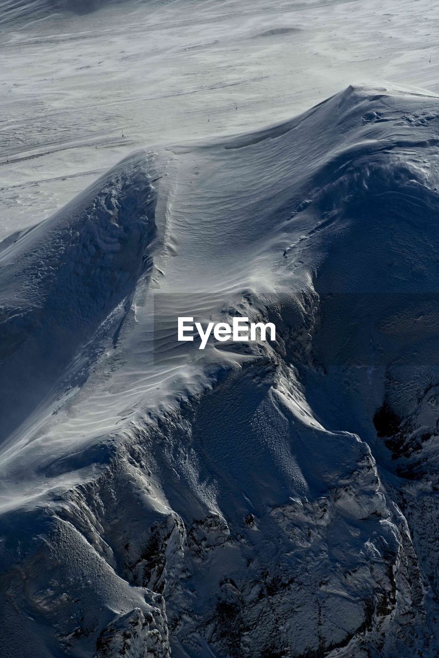 HIGH ANGLE VIEW OF SNOWCAPPED MOUNTAINS