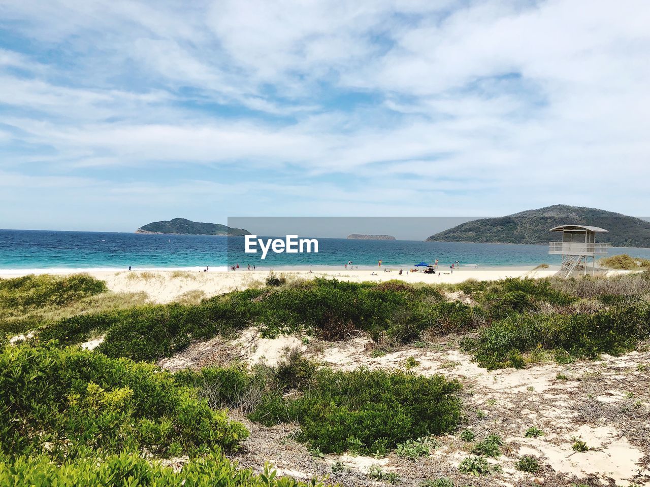 Scenic view of beach against sky