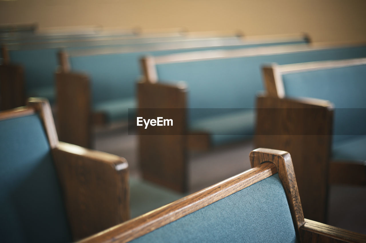 Empty pews in church