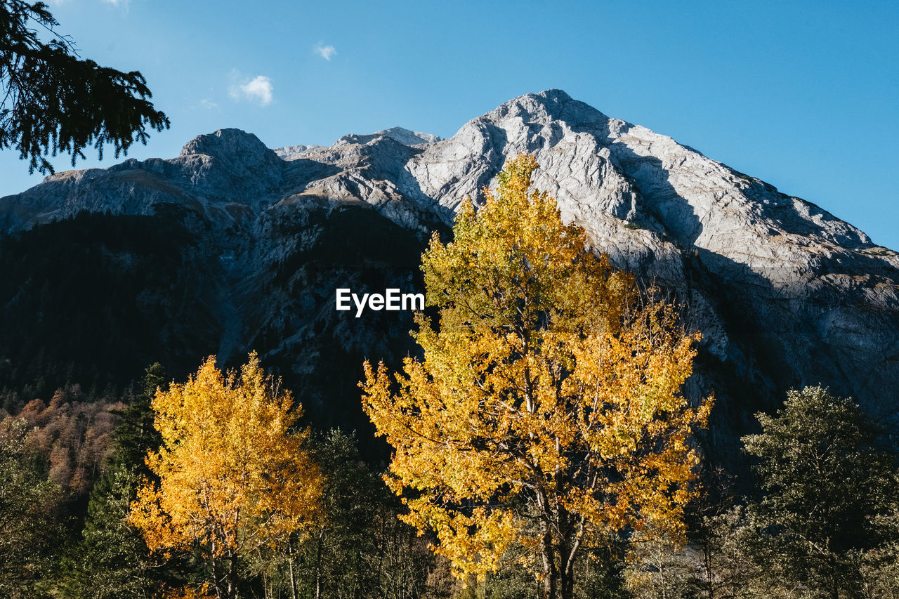 Scenic view of mountain against sky during autumn