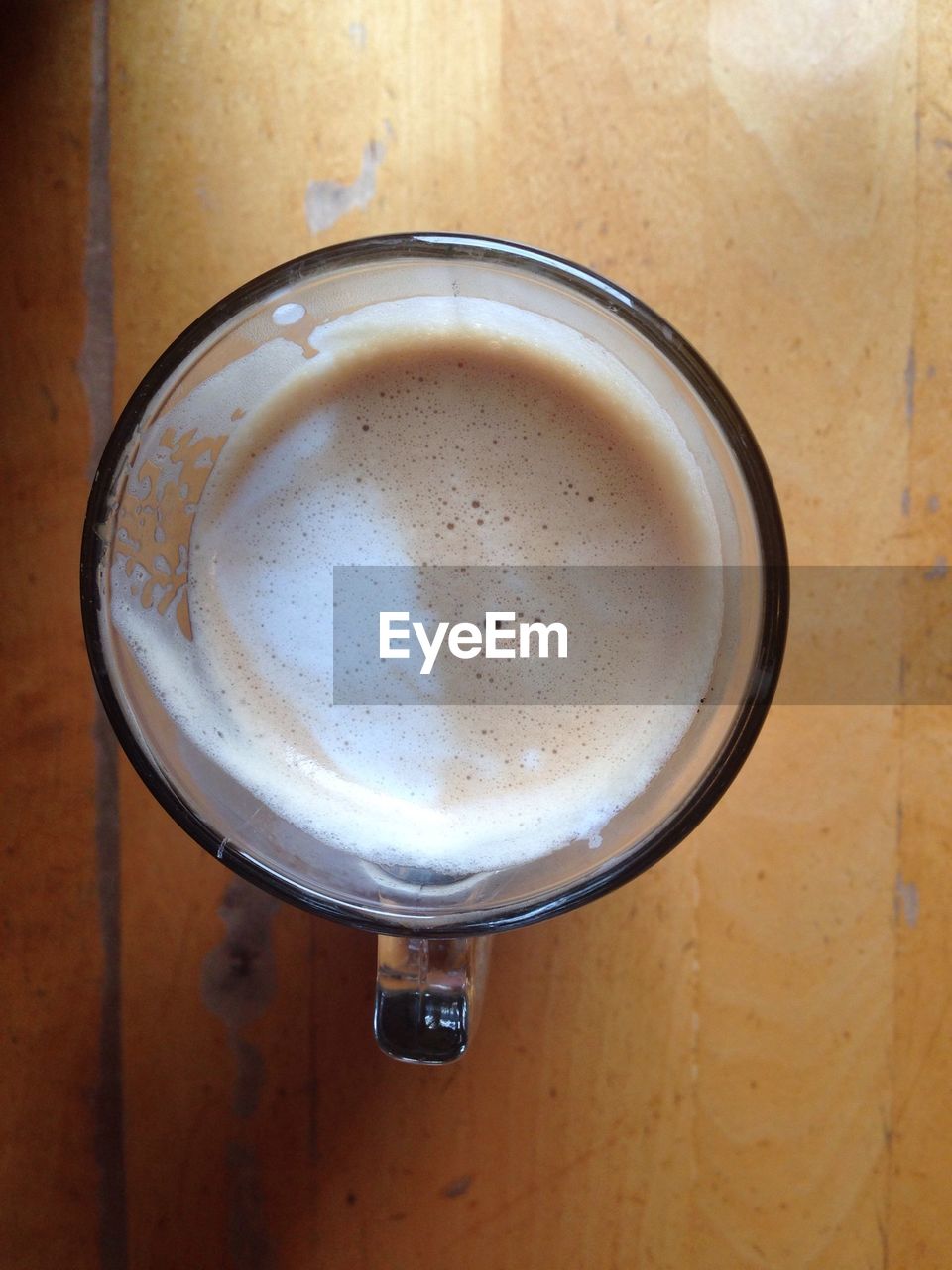 Directly above shot of coffee cup on table