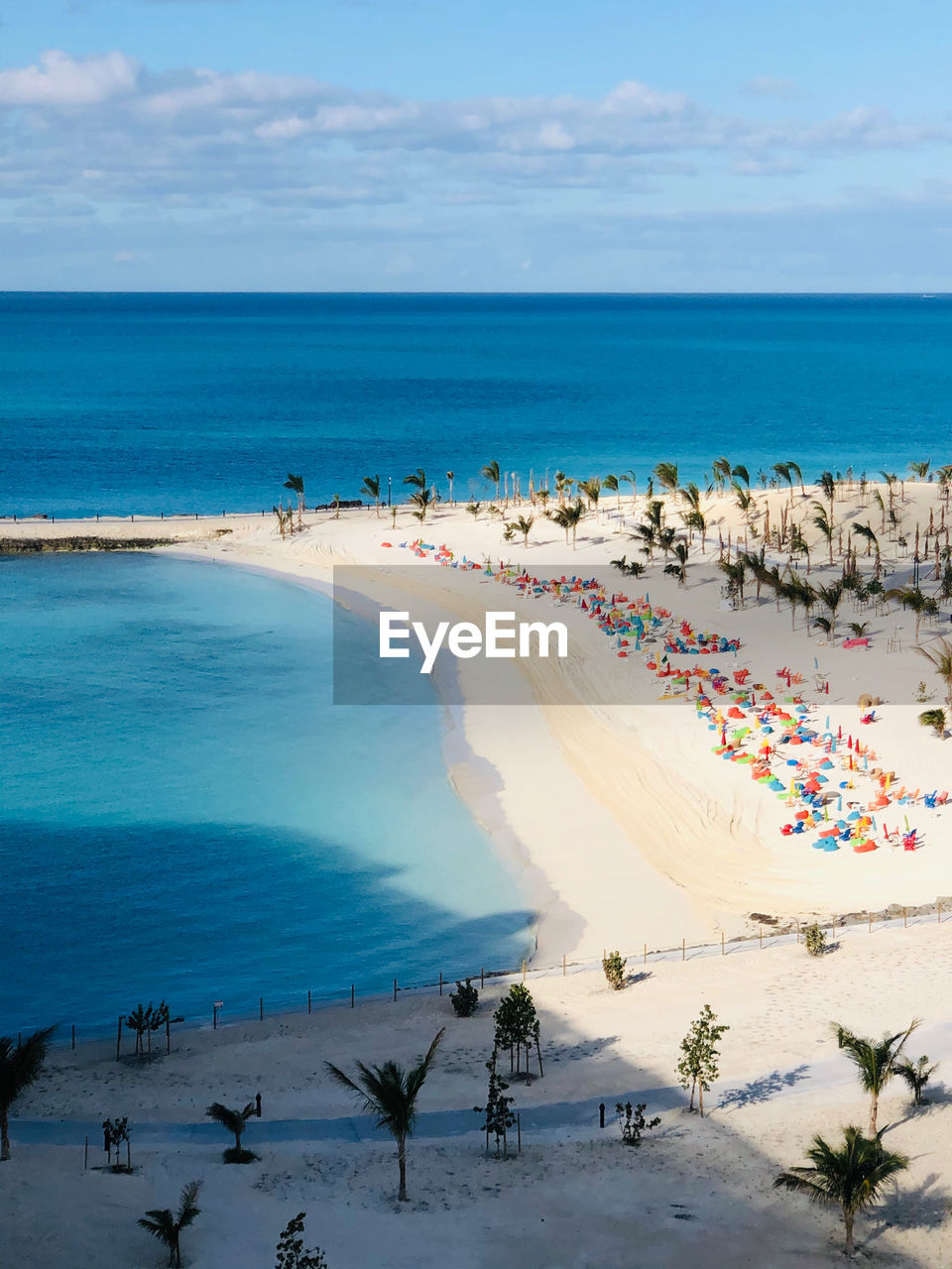 High angle view of beach against sky