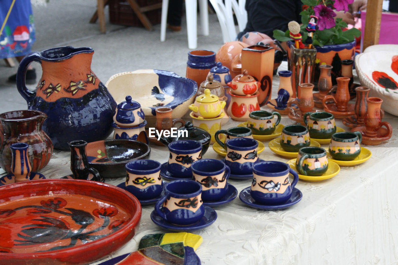 high angle view of food for sale at market