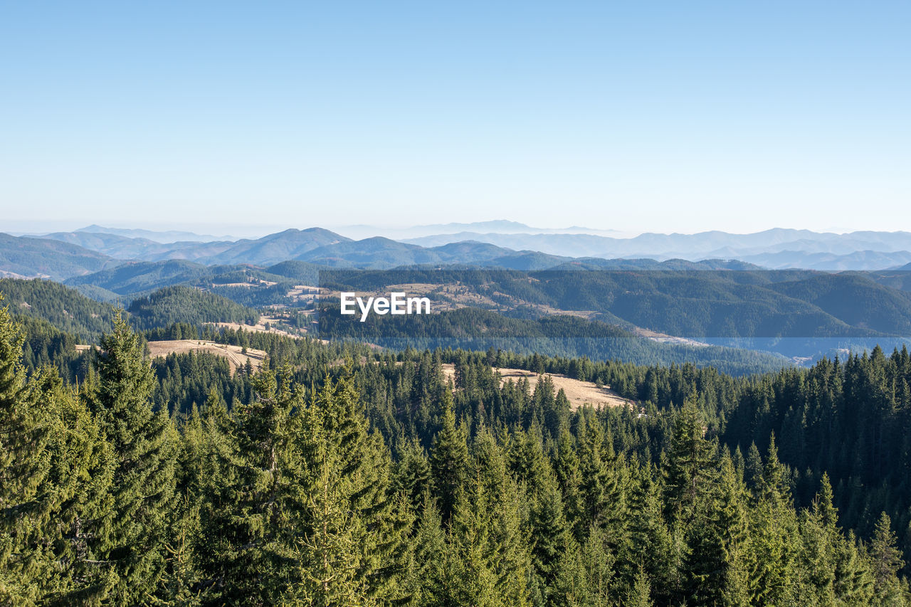 Scenic view of mountains against clear sky