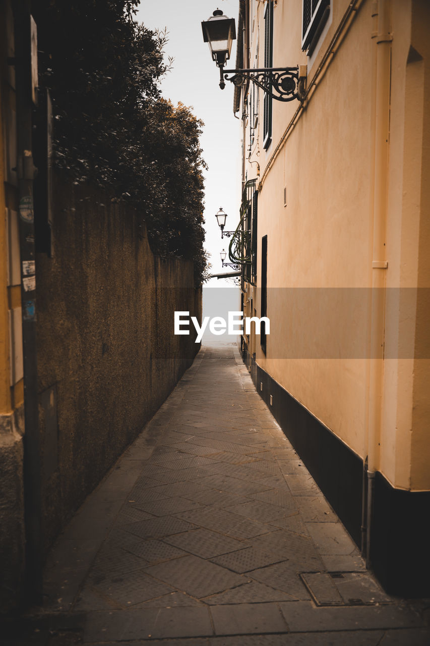 Narrow alley along buildings