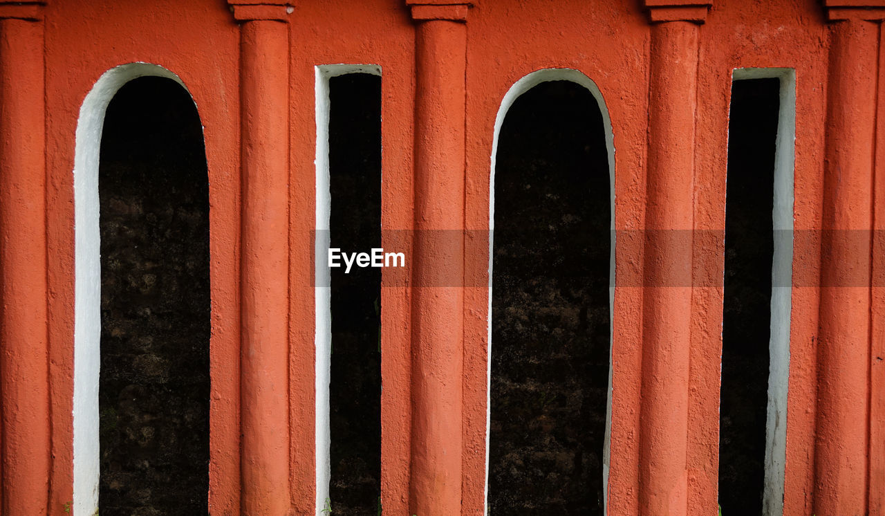 Close-up of orange columns