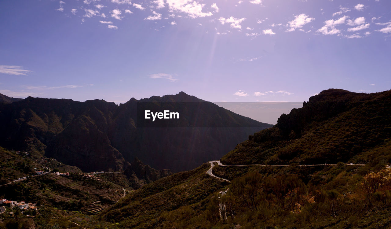 Scenic view of mountains against sky