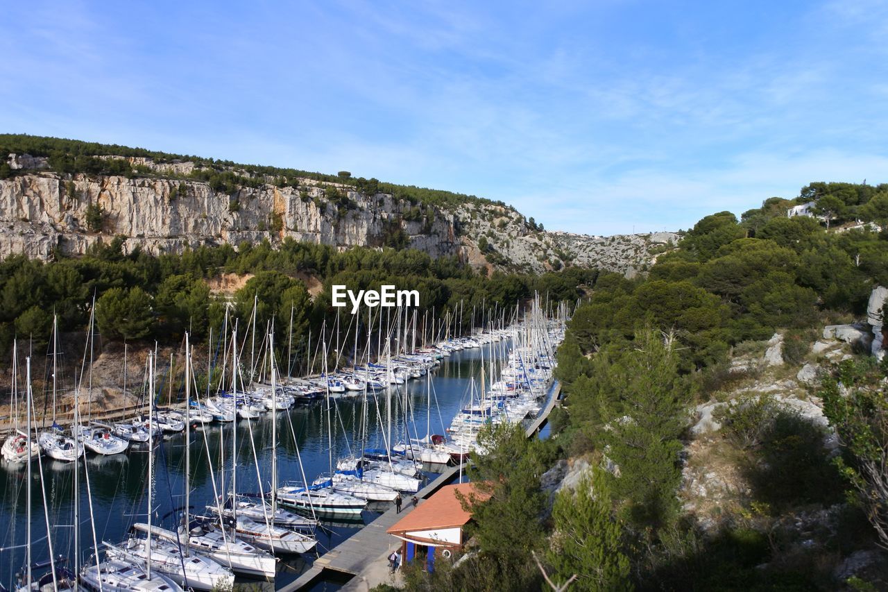 Panoramic view of lake and trees against sky